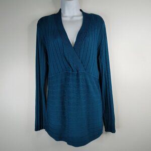 Style & Co. V-neck Blue Teal Knit Top Sweater Size M